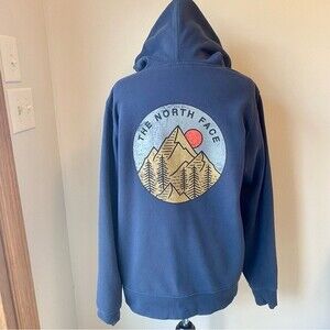 THE NORTH FACE Mens Hooded Sweatshirt Hoodie Mountain Navy Blue Outdoors Fall